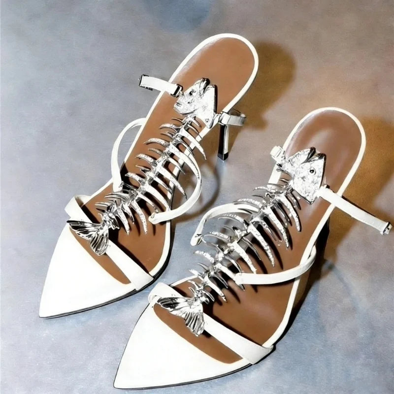 Just Arrived 4 Colors New Fishbone Rhinestones Luxury Sandals For Women Dance Evening Party Pointed Toe Stiletto Nightclub Wedding Banquet T-Strap Modern Sandals