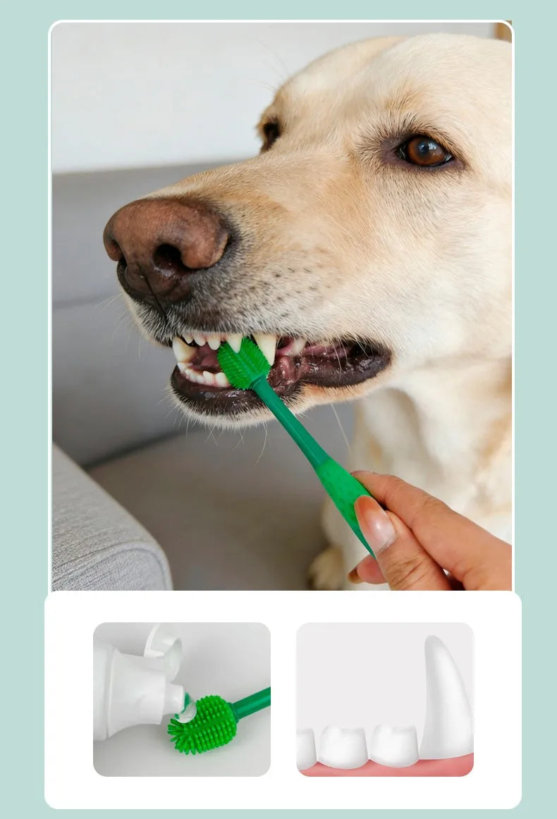 3 PCS Set Dog Toothbrush Set Pet Toothbrush  Double Head Rotating Toothbrushes for Dog Teeth Cleaning Oral Care Cat Toothbrushes Pet Supplies