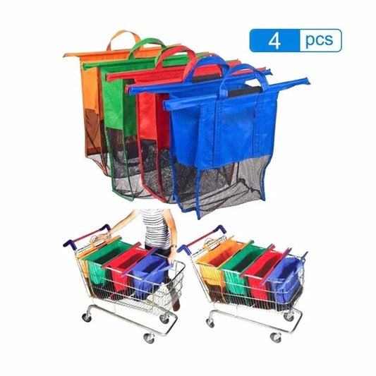 4Pcs/set Thermal Foldable Cart Trolley Supermarket Shopping Storage Bags Reusable Eco-Friendly Grocery Shop Handbag Nonwovens Tote Bag