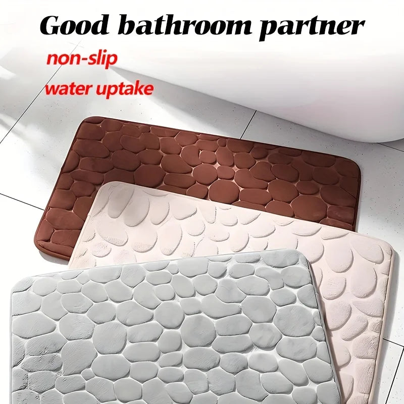 3D Memory Foam 40x60CM 50X80CM Thickened Bathroom Foot Massage Mat Fiber Carpet, Bathroom Kitchen Living Room Anti Slip Mat, Pebble Floor Mat, Household Non-Slip Entry Mat ﻿Bathroom Accessories