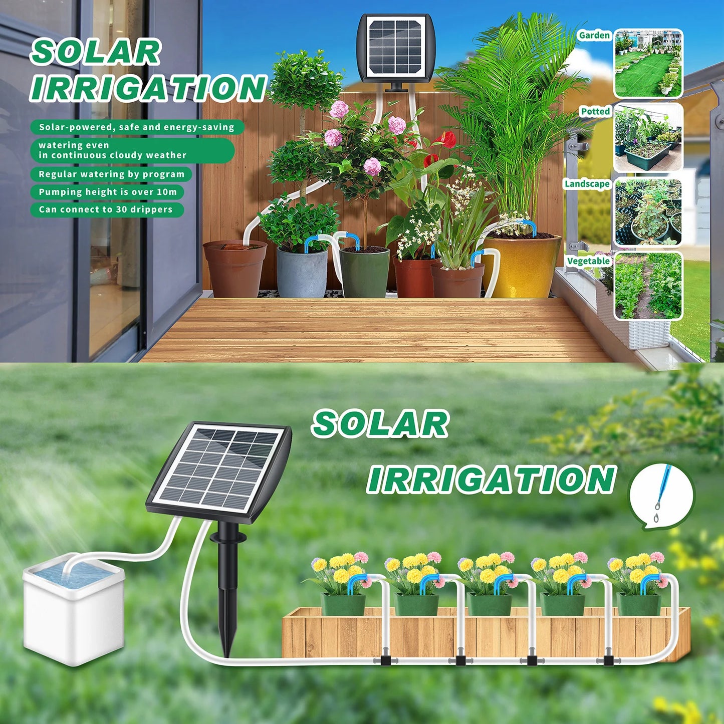 Solar Irrigation Solar Auto Watering System Solar Powered Automatic Drip Irrigation Kit Self Watering Devices with Sensor Timer