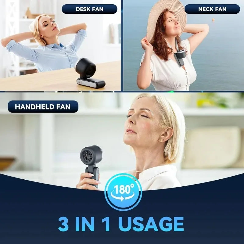 3 in 1 Wireless Fan, 5-Speed, 3600mAh Powerful Turbo Air Cooler Foldable Portable  High Winds Rechargeable Lithium Battery, USB Charging, Outdoor Transport Travel Mini Fan Air Cooling Supplies.