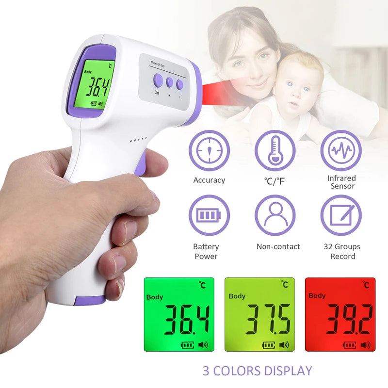 NEW Arrivals For Adults and Babies Digital Infrared Thermometer Forehead Body Non-Contact Fever Thermometers Or Medical Portable Finger Pulse Oximeter Blood Oxygen Health Care Supplies