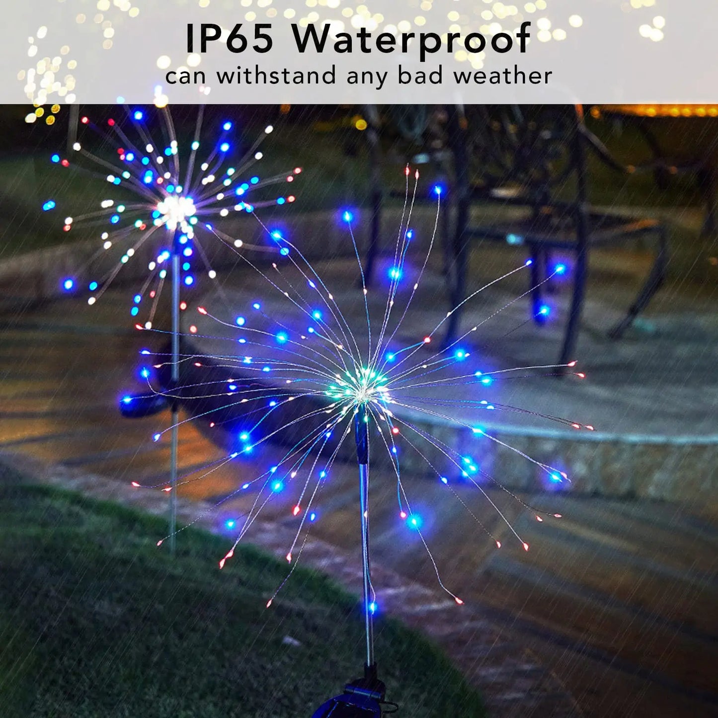 NEW 6PCS Set Solar Garden Lights Solar Firework Lights 200 LED String Light 8 Modes Twinkling Nightlight for Wedding Party Patio Decoration