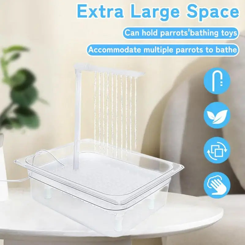 Parrot Bath Box With Multiple Faucets Automatic Shower Bathtub Multi-functional Container Bath For Cage Parakeet Bathroom Toys