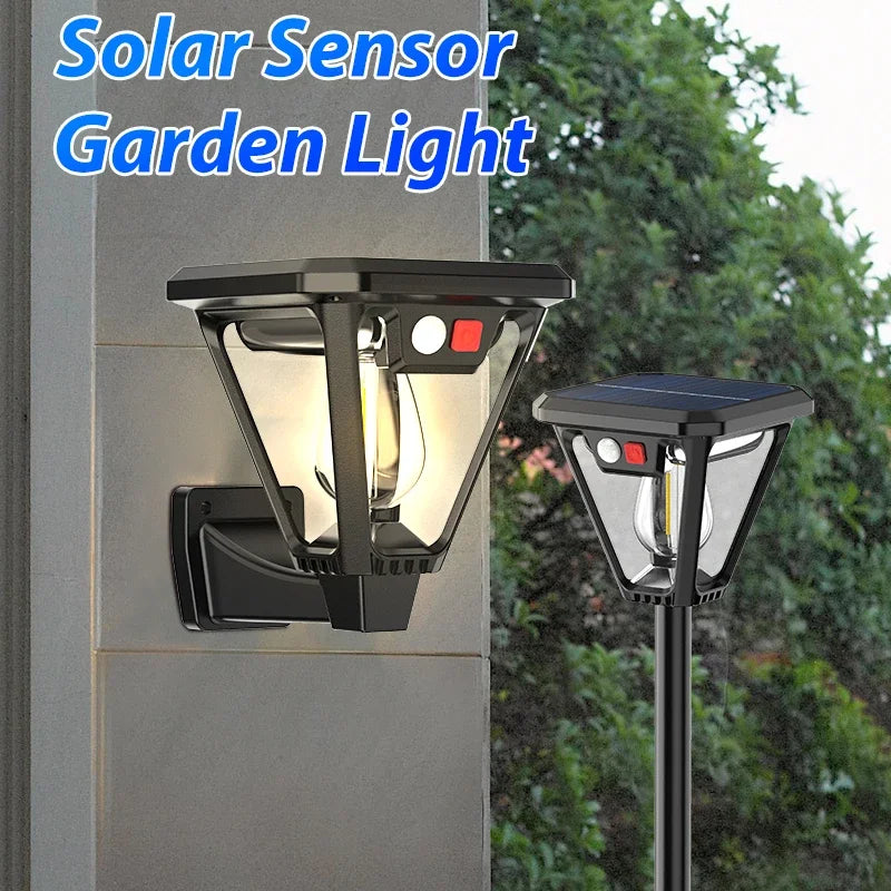 Just Arrived Motion Sensor LED Solar Pathway Light Outdoor Wall Lamp External Waterproof Bulb Retro Garden Lawn Decoration Solar Street Light Home Gardening Supplies