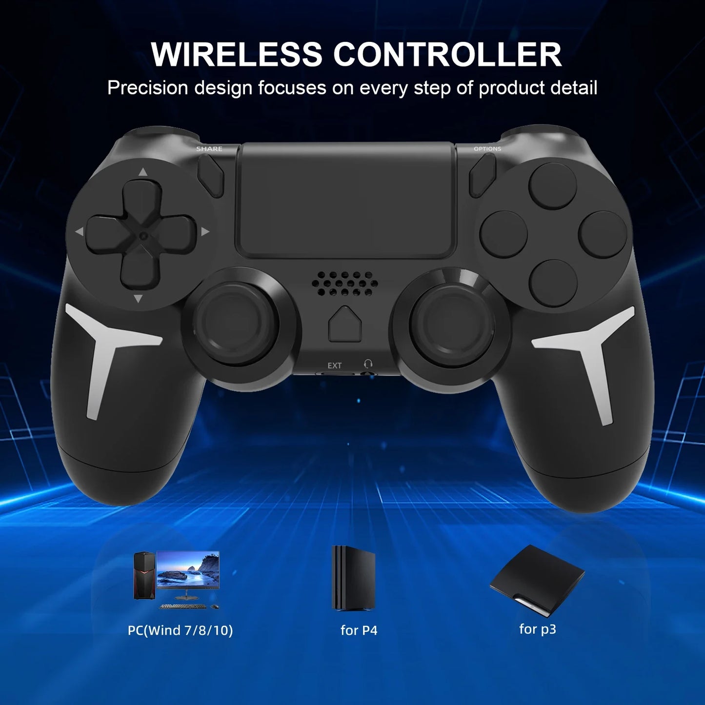 NEW Black/White Color 6-Axis Gyroscope Dual Vibration With touch pad Wireless Gamepad Bluetooth Controller For PS4 PS3 Console Computer PC