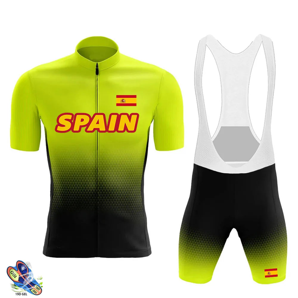 SPAIN Team Cycling Jersey Set 2022 Summer Men Short Sleeve MTB Sports Cycling Clothing Bicycle Maillot Ropa Ciclismo Hombre Suit