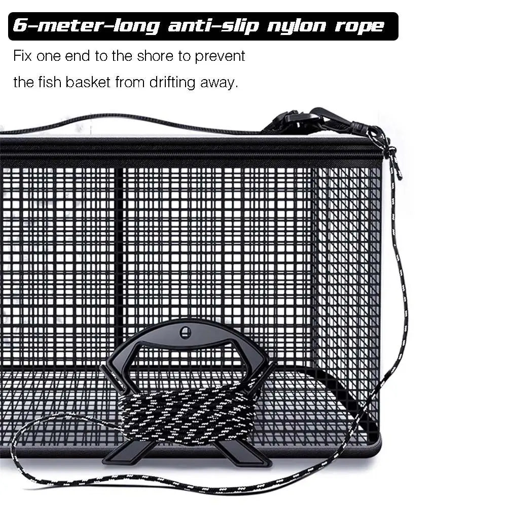 19L-47L Large Capacity Fish Net Bag Floating Fish Basket Quick-Drying Foldable Fish Cage Collapsible Fish Protector Foldable Fishing Net for Sea River Lakes Fishing Accessories