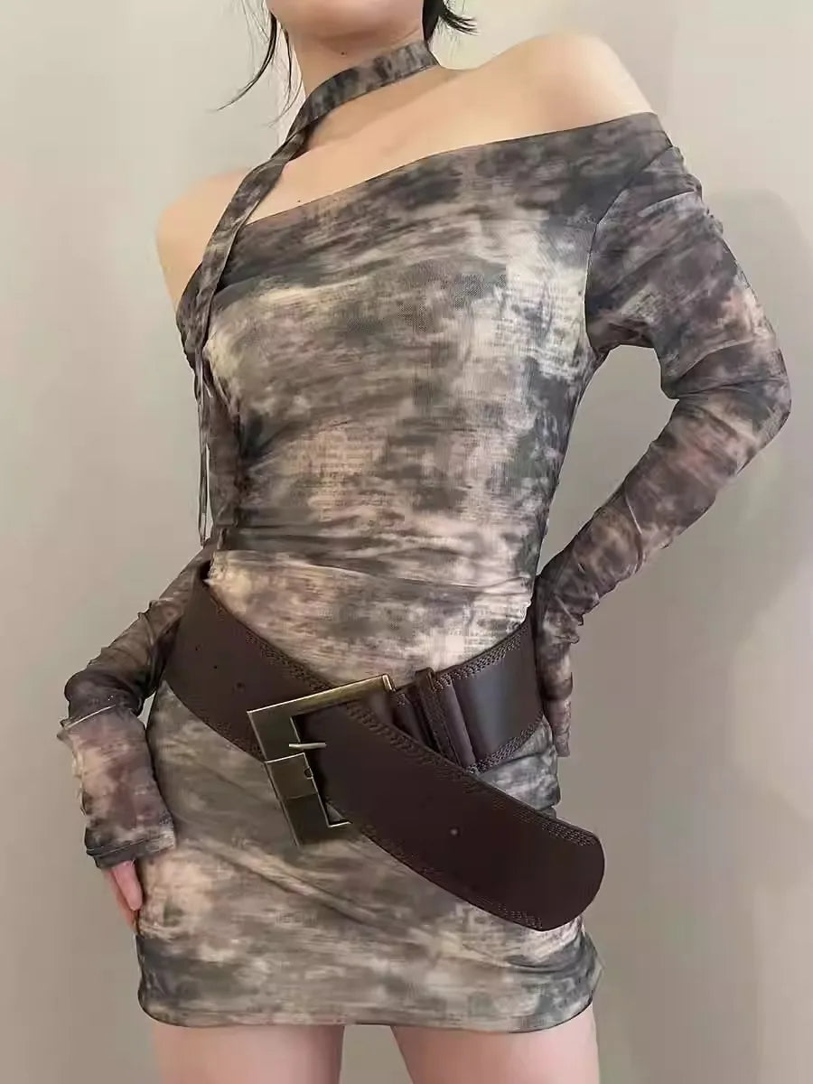 Women Female 115Cm Punk Style Design PU Leather Wide Belt  Wasteland American Sexy Style Girdle with Skirt Jeans Waist High Quality Belt Ladies Girls Luxury Fashion Apparel Accessories Clothing Supplies