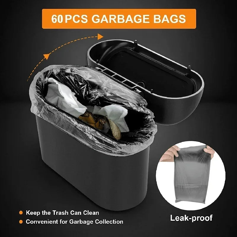 NEW Blue/White Color Car Trash Can (with Lid) Contains 60 (300) Garbage Bags, Small Car Trash Can, Leak-Proof Mini Car Cleaning Accessories