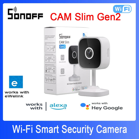 NEW Arrivals Top Quality Slim Gen2 Wi-Fi Smart Home Security Camera 1080P HD Human Sensor Motion Detection Two-Way Audio eWeLink APP Support Alexa Google Home Office Security Supplies