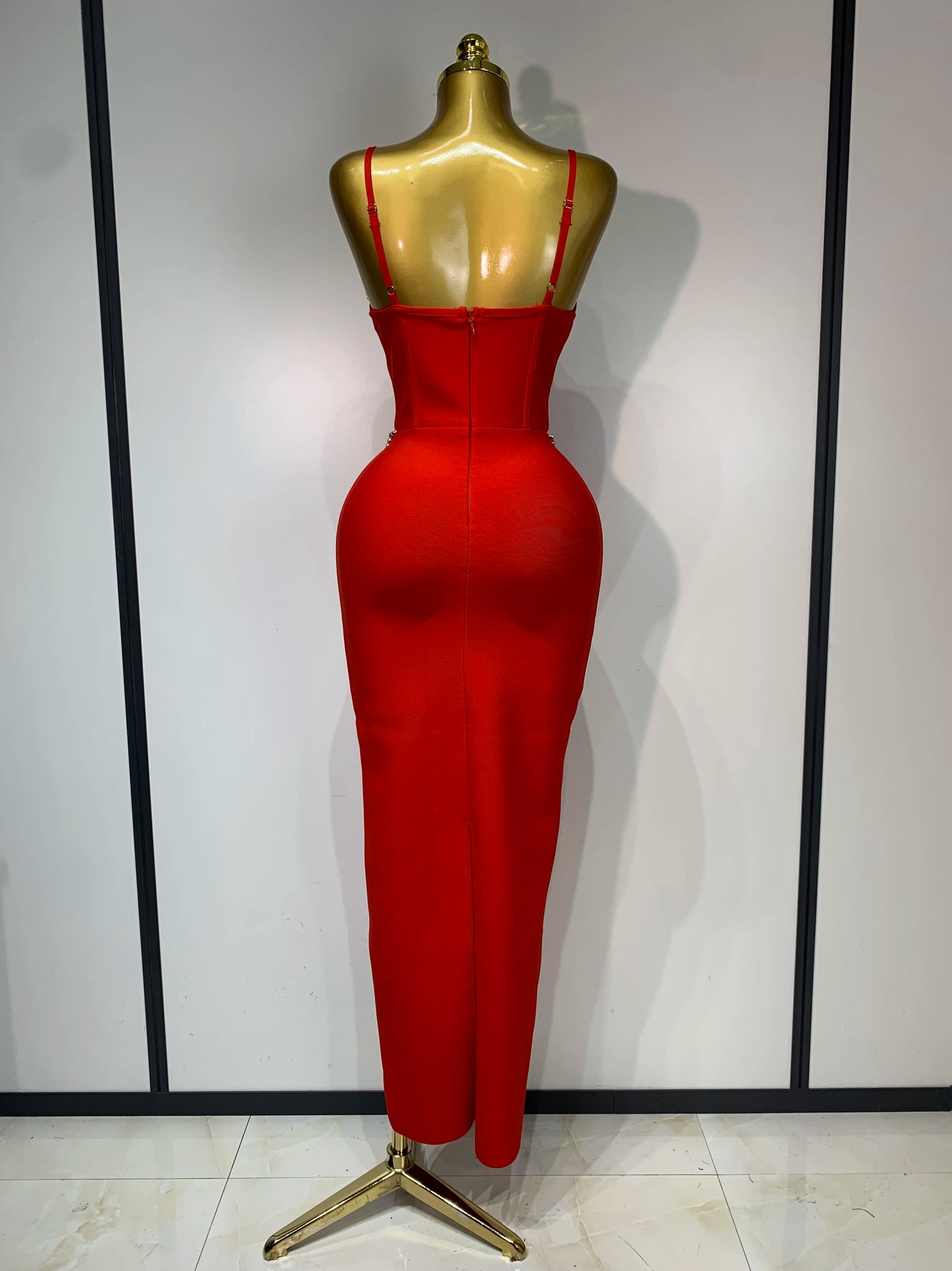 S-XL UK Size Black/Red Color Women Bodycon Bandage Dress Wedding Sexy Backless Luxury Rhinestones Clothes Nightclub Evening Party Birthday Wedding Guest Red Carpet Luxury Maxi Long Dresses