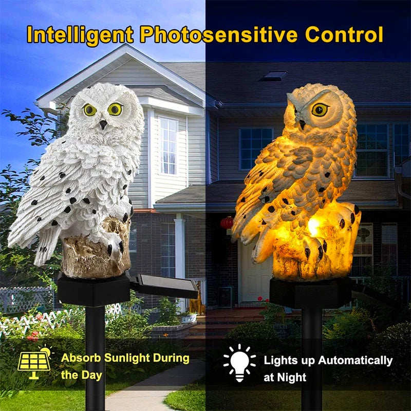 Outdoor LED Solar Owl Lights Waterproof Garden Decor Pathway Light For Halloween Christmas Patio Balcony Yard Solar Lawn Lamp