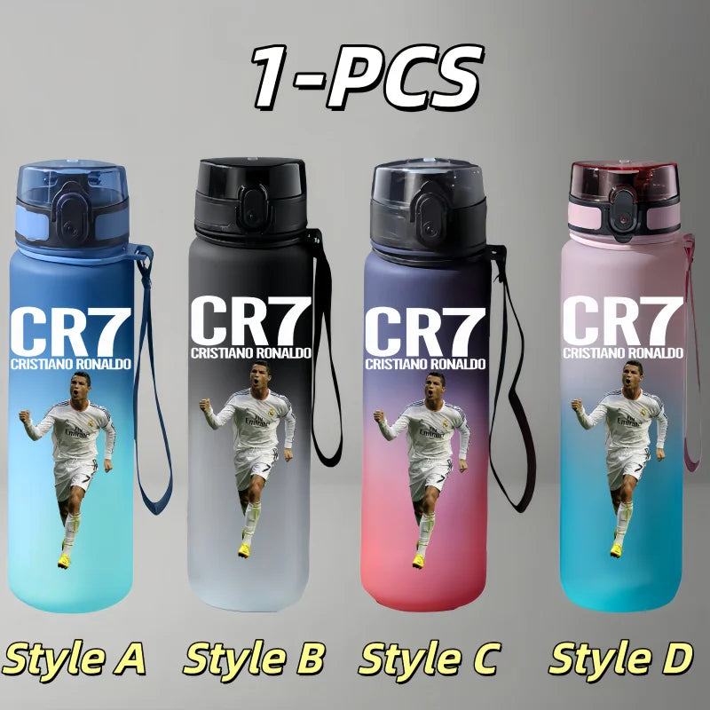 750ml Messi Cristiano Ronaldo Neymar Football Star Character Water Cup Large Capacity Outdoor Portable Leak-Proof Drinking Bottle Boys and Girls Gift Drinking Kettle Sports Accessories