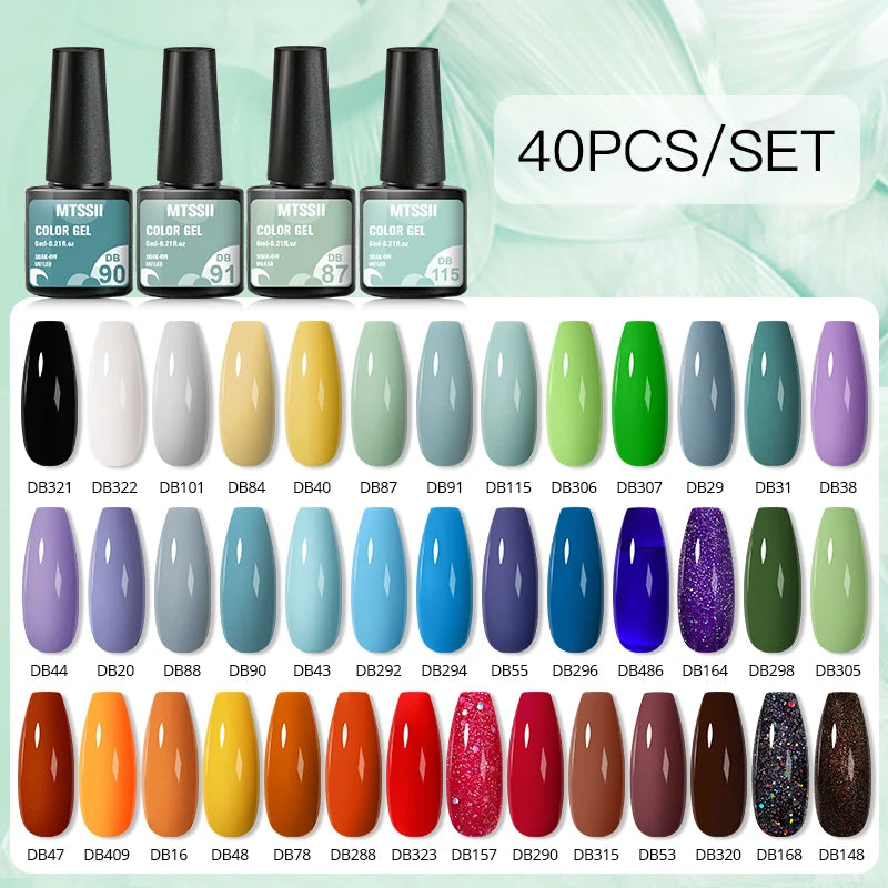 NEW Arrivals 24/40.120PCS Set Colors Gel Nail Polish Set Semi Permanent Hybrid Gel Varnish Set Base Top Coat Soak Off UV LED Nail Gel Kits Manicure Pedicure Accessories Nail Care Tools Sets Cosmetic Supplies