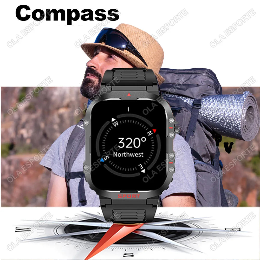 New  GPS Tracker Smart Watch For Women Men Military Amole Flashlight Waterproof Outdoor Sport Bluetooth Call Smartwatch Smart Band
