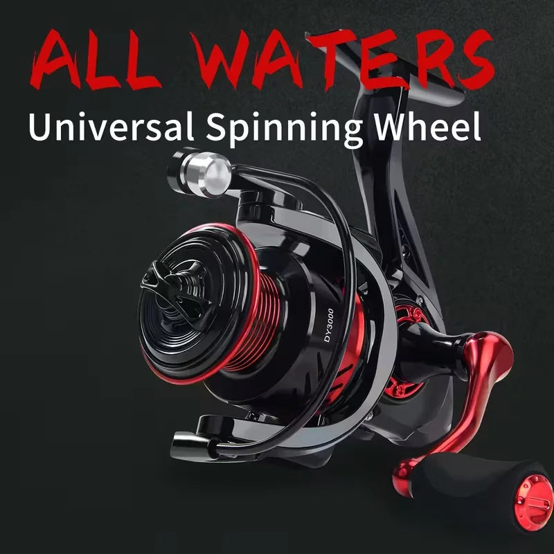 Black Red Design 1000-7000 Series Ball Bearings 13+1 15KG Max Drag Spinning Reel Metal Body Freshwater Saltwater Fishing Reel