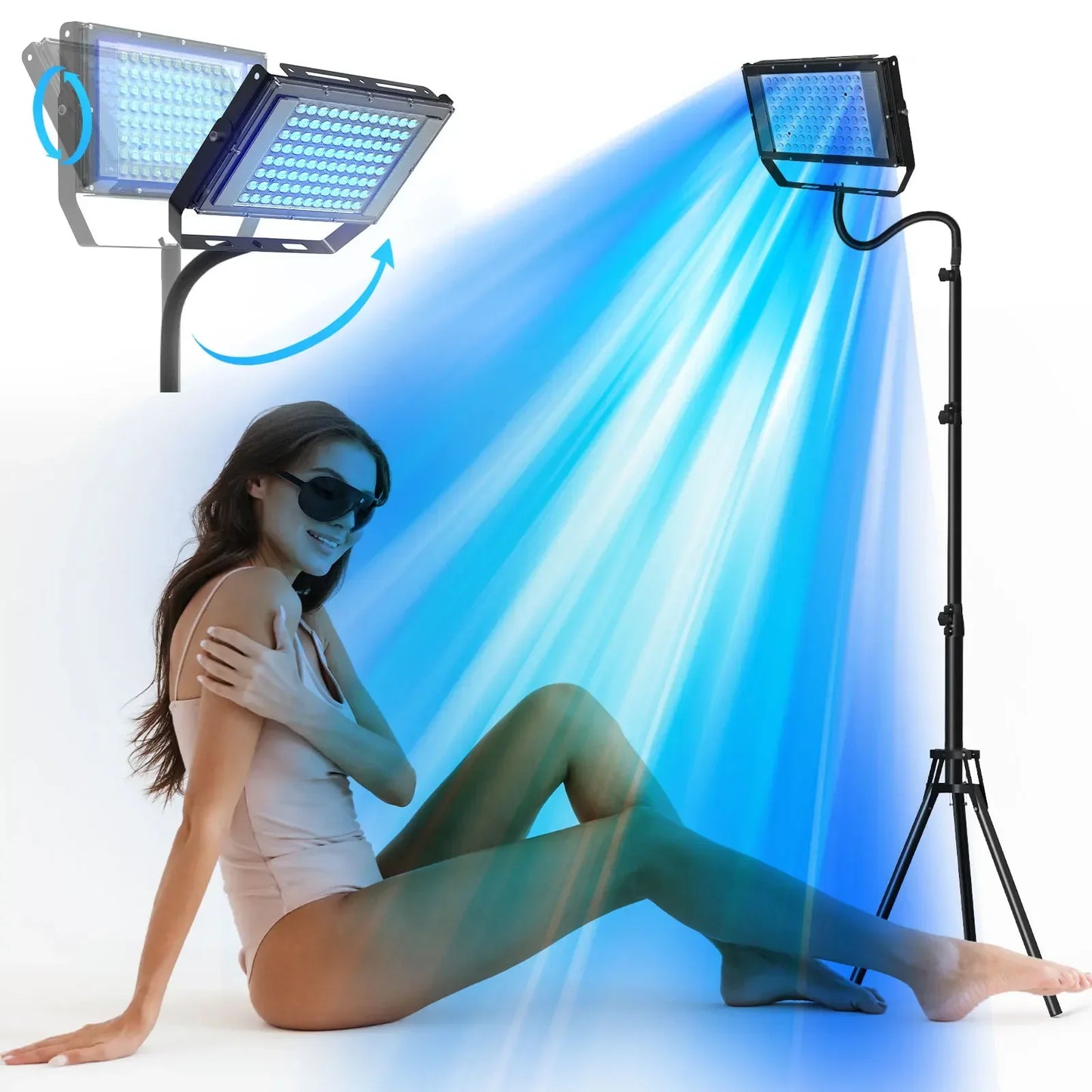 UV Solarium Lamp for Tanning Body Adjustable Stand，460nm&480nm Purple Light Ultraviolet Tanning Device for Skin Care Tanning