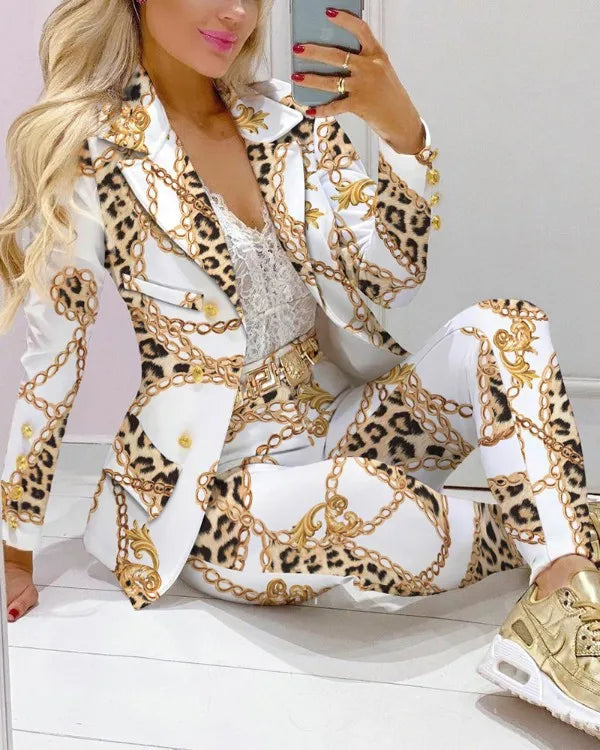 NEW Arrivals 2PCS Set S=2XL 11 Patterns/Colors Luxury Italian Suit Coat + Pants Set Evening Business Office Lady Fashion Elegant Long Sleeve Top Trousers Formal Outfit  Ladies Luxury Fashion Clothing Supplies