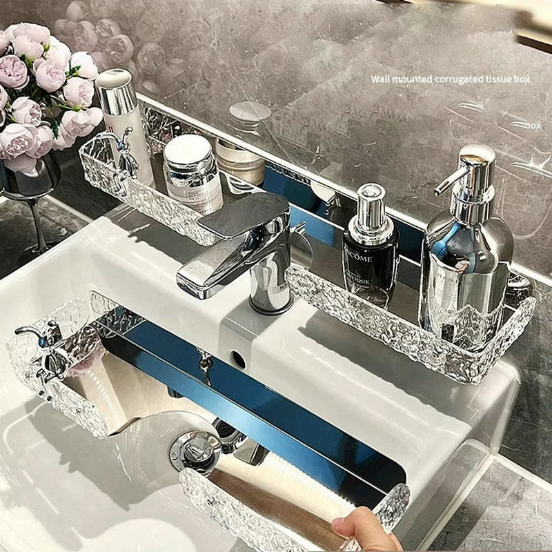 Bathroom Shelf Faucet Shelf Flushless Acrylic Sink Cosmetic Organizer Wall Mounted Toilet Shampoo Toothbrush Organizer