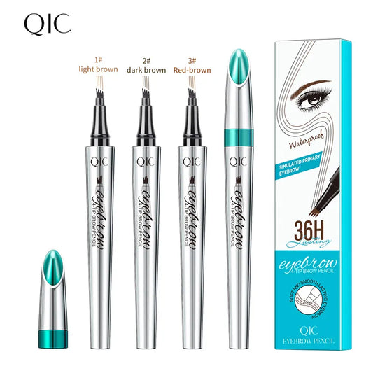 4 Points Eyebrow Pen 3 Colors Liquid Brow Pencil Dark Brown Microblading Eyebrow Pencil Waterproof Eyebrow Tattoo Pen Cosmetics