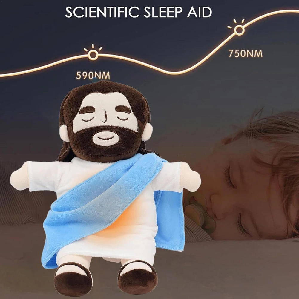 Jesus Christ Plush Baby Soothing Breathing Toy Jesus Doll Plush Toy Four-Gear Adjustment Children Music Sleep Companion Toy Kids Xmas Gift