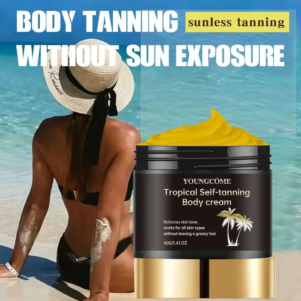 NEW ﻿ Body Tanning Cream Self Tanner Booster Brown Sun Bronzer Repair Nourishing Skin Coloring Sunless Lotion Sun Protection Cream Women Skin Care Supplies Korean Products