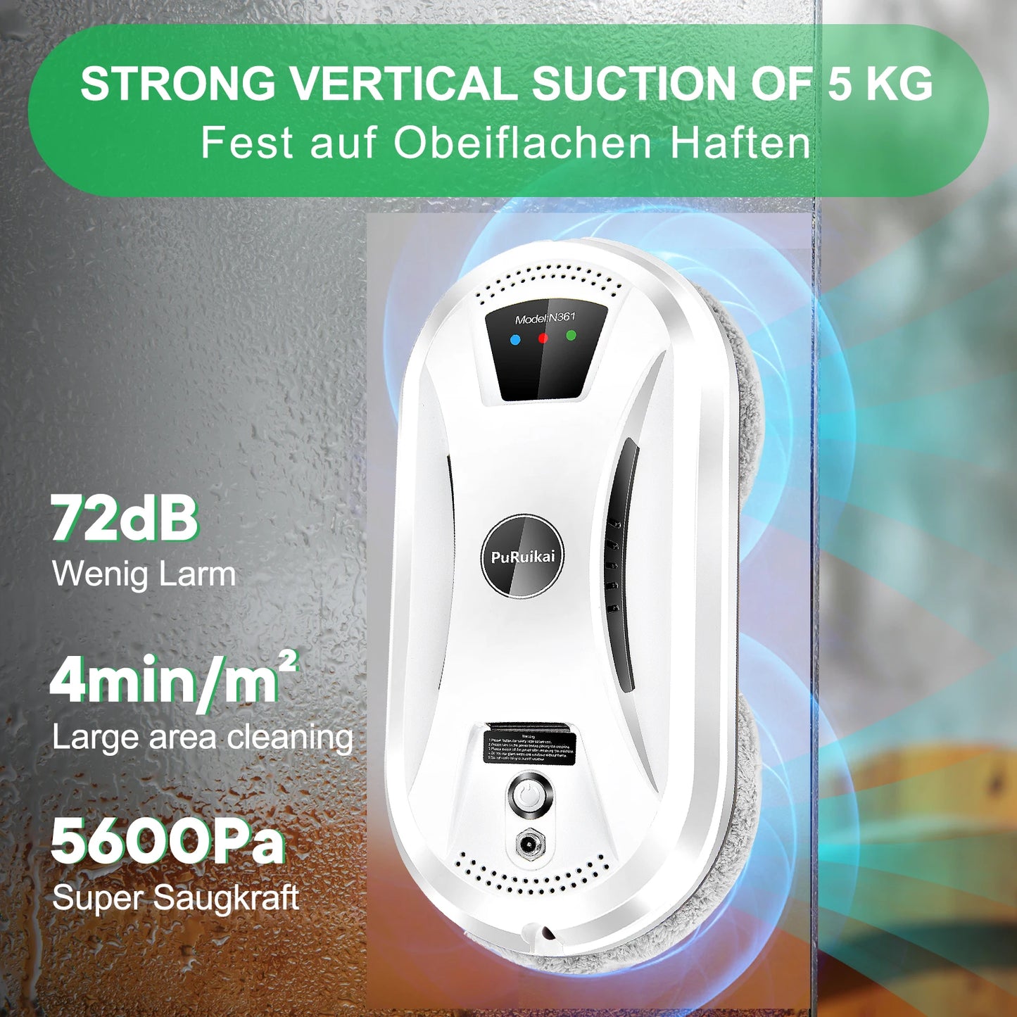 Home Window Cleaning Robot Smart Window Glass Vacuum Cleaner One-key Glass Wall Cleaning Machine PuRuiKai