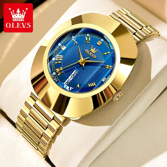 NEW 100% Original OLEVS 3 Colors Golden Quartz Watch for Women Fashion Elegant Tungsten Steel Case Waterproof Wristwatches Luxury Original Ladies Watch New Perfect Gift for Girlfriend Wife