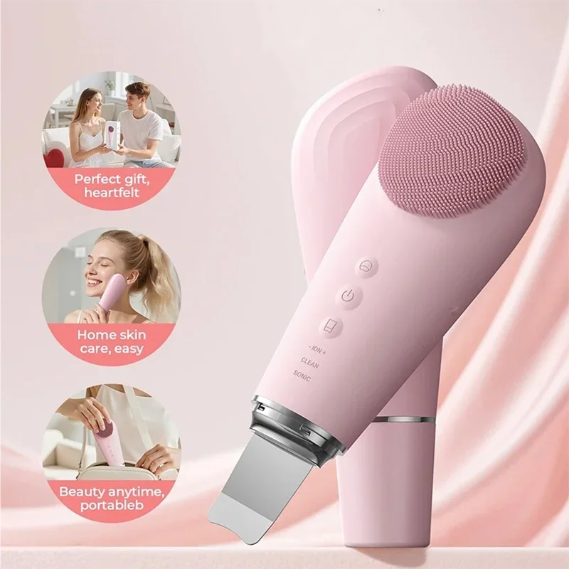 NEW Electric 7 in1 Silicone Blackhead Exfoliating Skin Tightening Massage Home Spa Face Cleaner Care Cleansing Face Brush Cleanser Women Skin Care Accessories Beauty Salon Devices