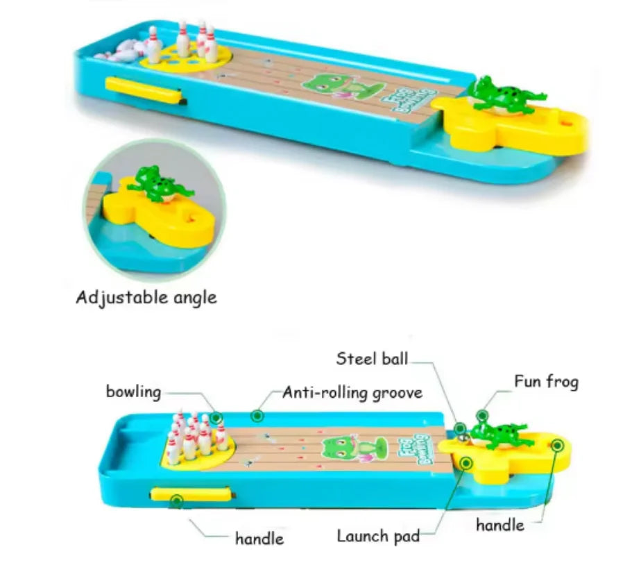 Children Mini Desktop Frog Bowling Game Toy Funny Indoor Parent-Child Interactive Table Sports Game Toy Bowling Educational Gift For Kids