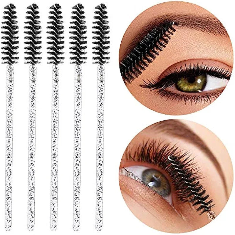 HUAZDS 300pcs Disposable Mascara Wands Eyelash Brush Spoolies for Eye Lash Extension, Eyebrow and Makeup Crystal Makeup Tools