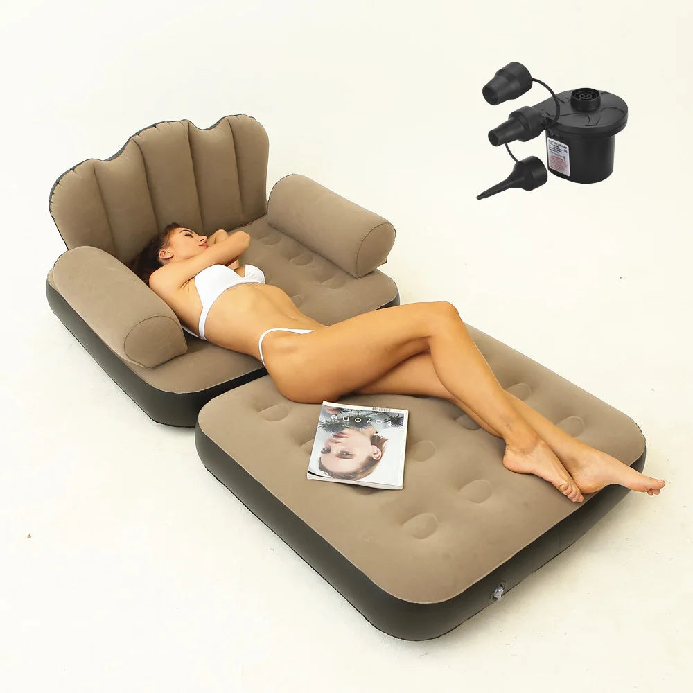 Low-Price Sales are Limited NEW Arrivals Inflatable Leisure Bean Bag Sofa, Lazy Couch Bag Chair Outdoor Camping Folding Lounger Bed Puff Up Seat, Pouf Bag, Tatami with Footstool Home Furniture Supplies