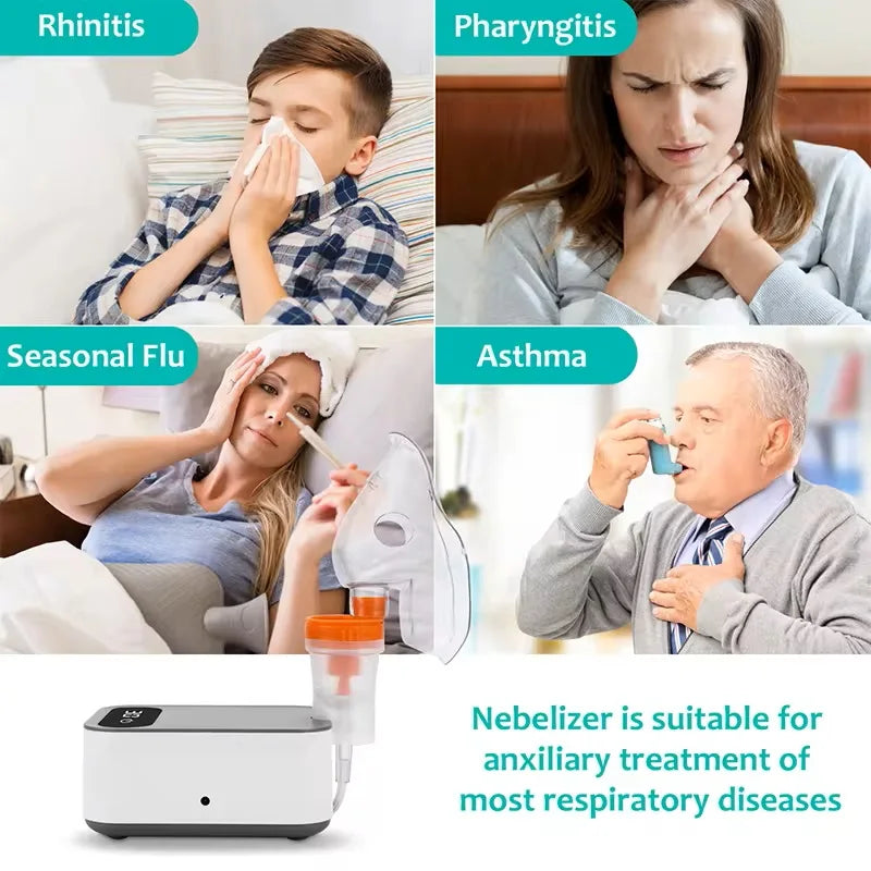NEW Set Home Use Portable Electronic Nebulizer Machine for Adults & Kids for Breathing Problems with 2 Masks and 1 Mouthpiece, Adjustable Timing Health Care Supplies
