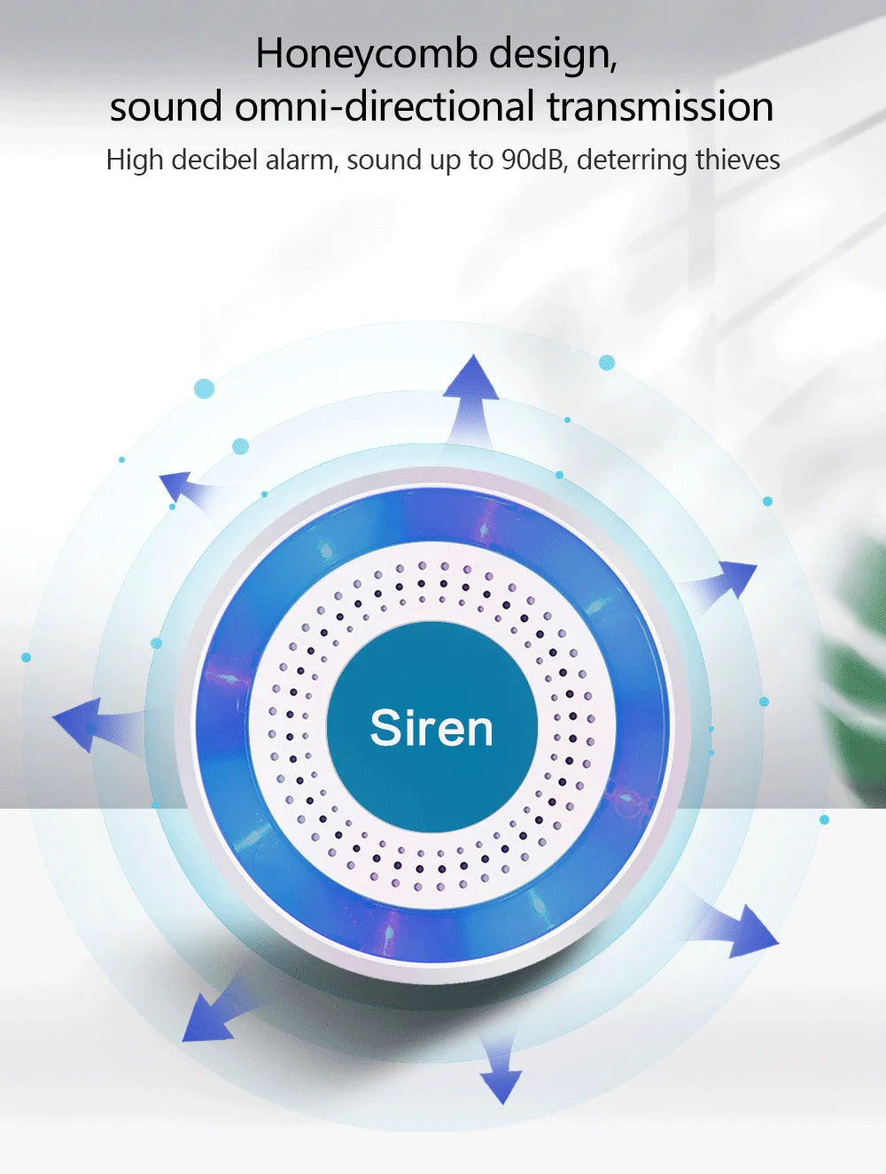 NEW Arrivals Mini Alarm Siren Wireless 433MHz Sound & Light Indoor Strobe Siren High Decibel Horn Siren For Home Security Alarm System