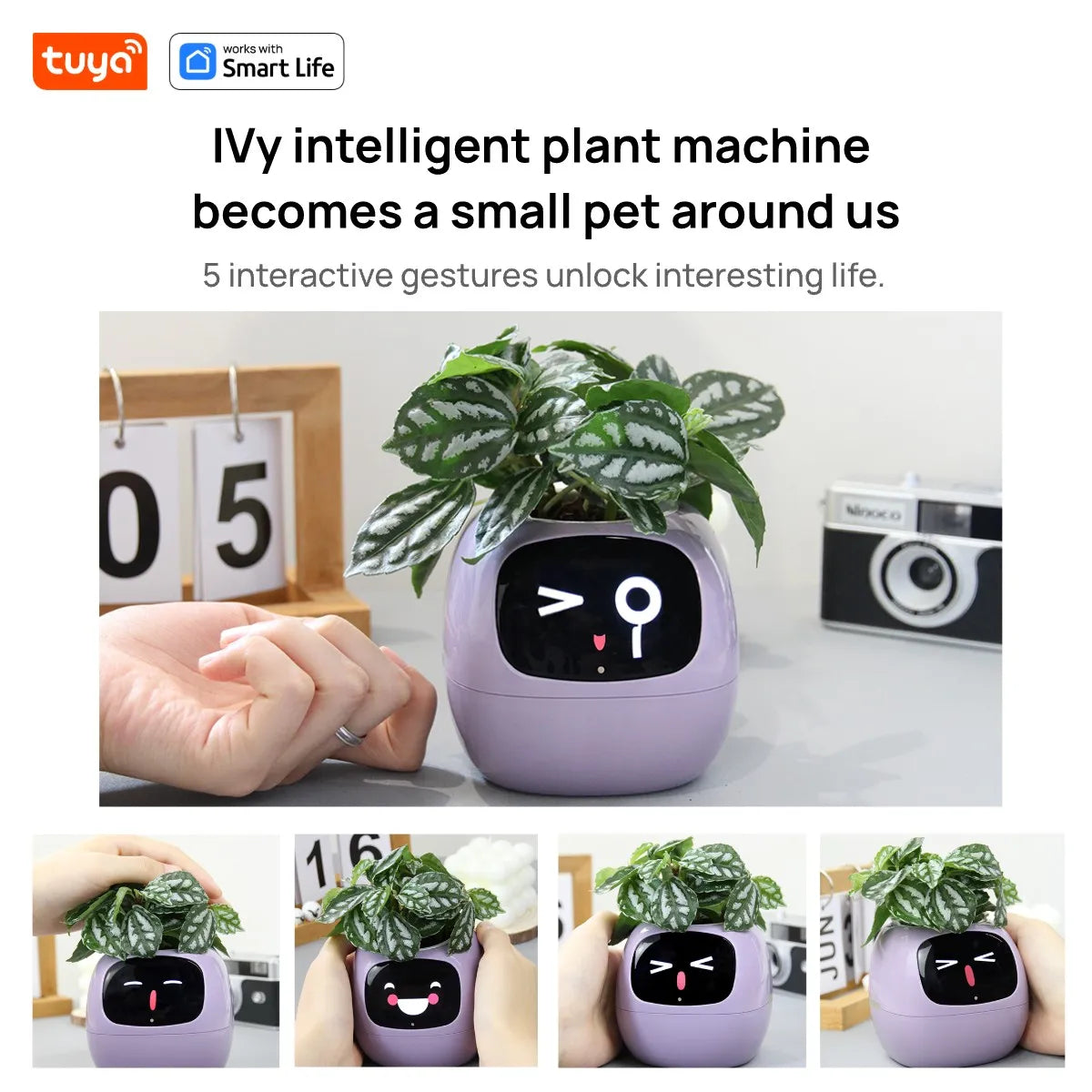 NEW Arrivals Yellow Wireless TUYA APP  Ivy Smart Planter, Endless Fun Over 49 Rich Expressions,7 Smart Sensors and AI Chips Make Raising and Growth  Plants Easy and Fun Gardening Supplies
