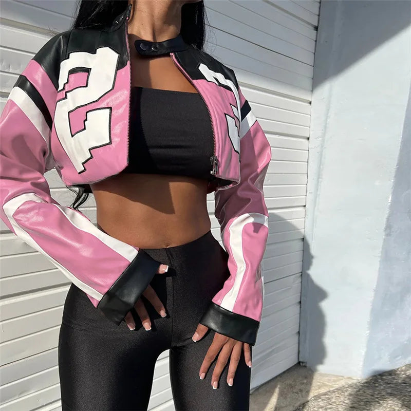 NEW Arrivals 5 Colors Fashion Cardigan Personality Street Zipper Long Sleeve Slim Fitted Mind Ring Baring Motorcycle Coat Women Evening Night Clubwear Jacket Girls Casual Fashion Clothing Supplies