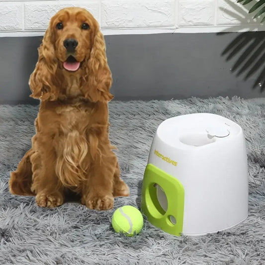 Automatic Dog Pet Toys 2 In 1 Tennis Launcher Automatic Throwing Machine Pet Ball Throw Device Interactive Pet Feeder Toy For All Size Dog