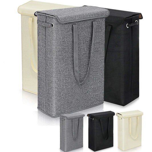 45L Thin Laundry Basket with Cover, Narrow Hand, Fine Hand, Dirty Laundry Basket, Bedroom, Kindergarten, Whole Basket Storage