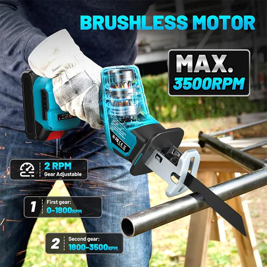 NEW Arrivals 4000RPM 4PCS Set ( Without Battery) Saw Cordless Electric Reciprocating Saw  Multifunctional Metal Wood Pipe Cutting Saw Tool For Makita 18V Home Garden Supplies