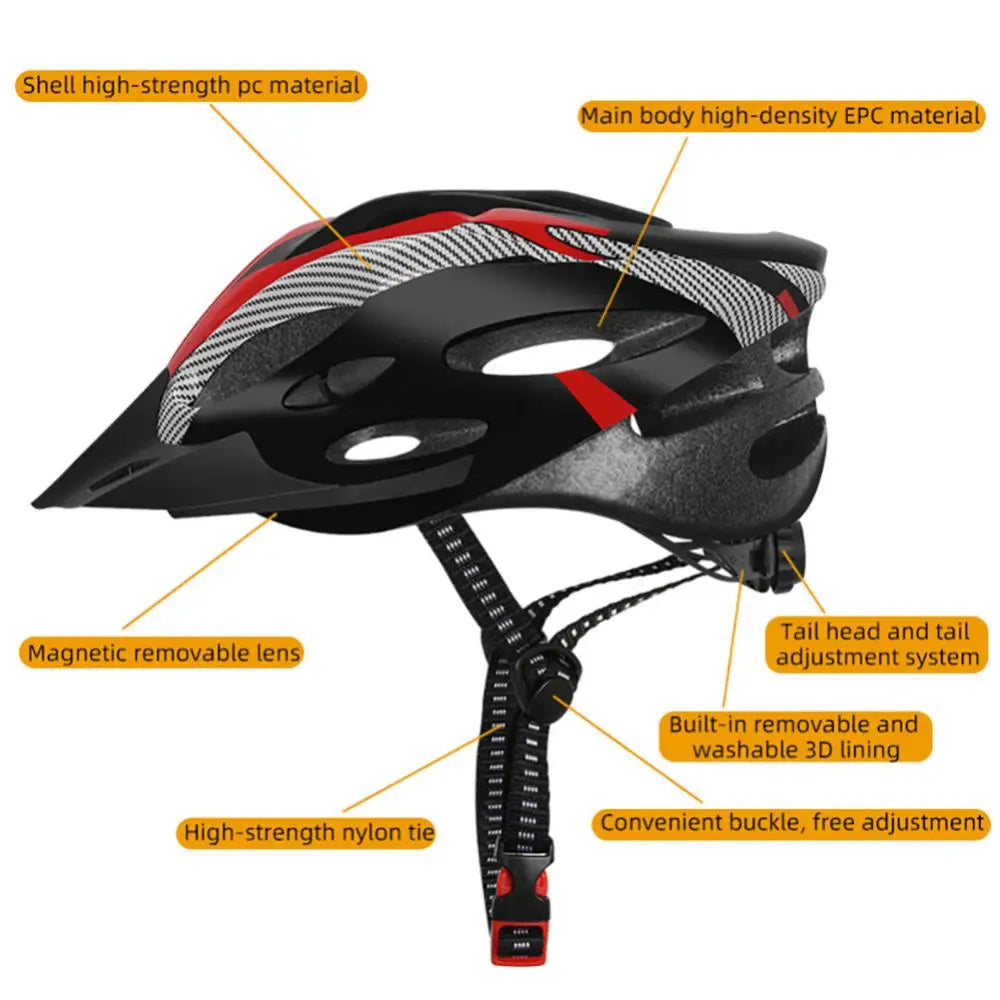 Lightweight Motorbike Helmet Bicycle HelmetAdjustable Carbon Fiber Mountain Road Bike Riding Safely Hat Cap Cycling Equipment