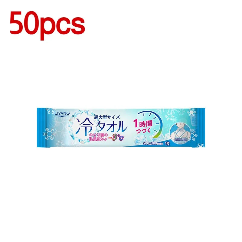 1/5/10/20/30/50 PCS Set Korean Extra Large Cooling Wet Towels Instant Ice Cold Refreshing Summer Portable Oversized Sweat Wipes for Adult Sports Cycling Running Outdoor Driving Hiking