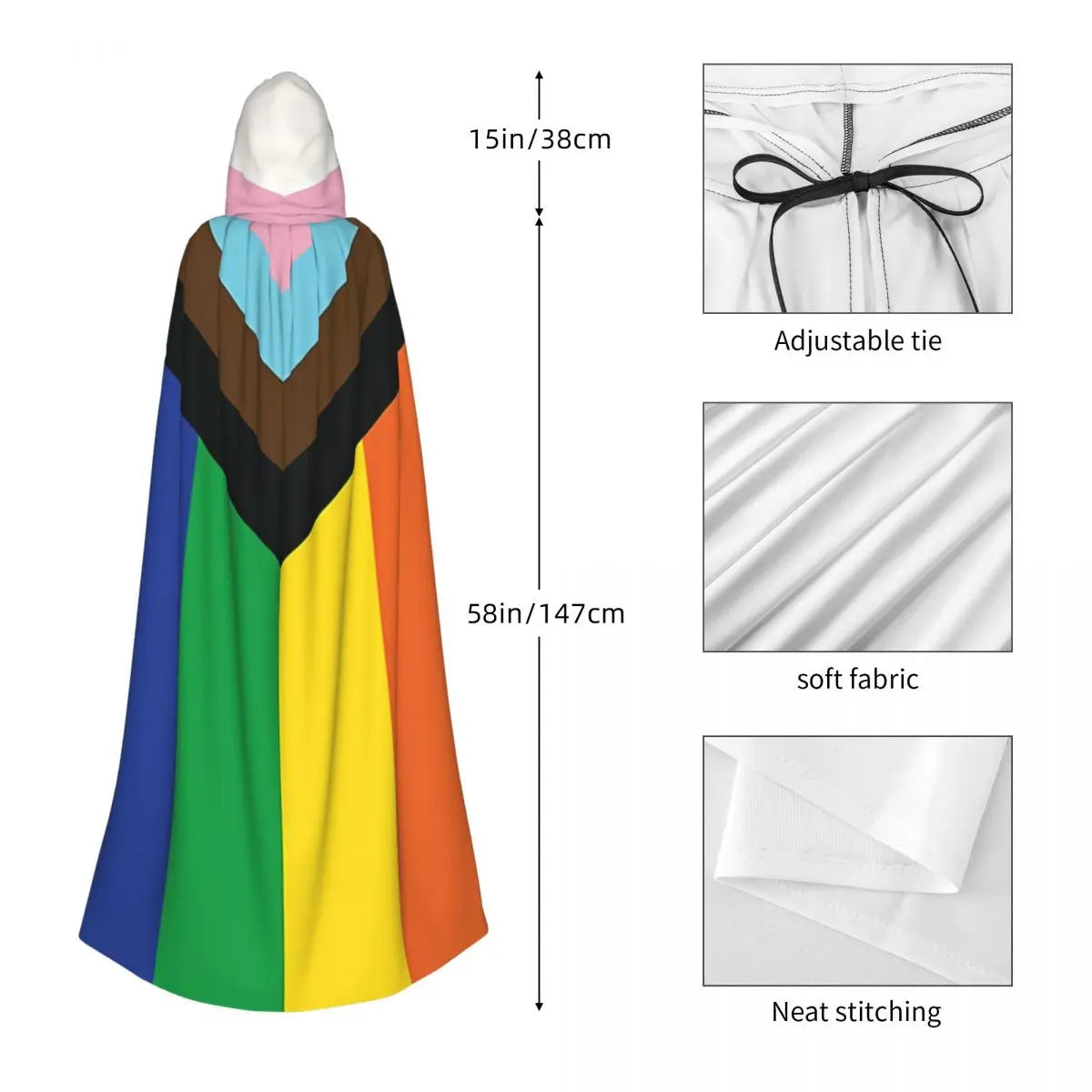 Long Cape Cloak Rainbow Flag Gay Pride Hooded Cloak Coat Autumn Hoodies