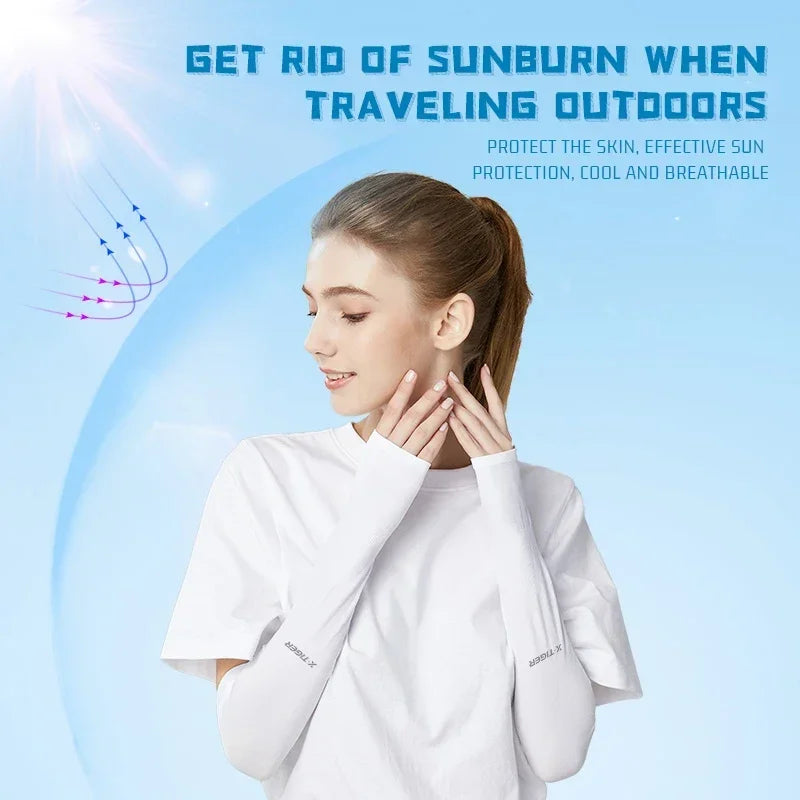 NEW Arrivals 2 Pair Set Cycling Outdoor Running Fitness Gym  Arm Sleeves Ice Fabric  Anti-UV Sunscreen Running Cycling Sleeve Arm Warmers Women Men Sports Accessories Supplies