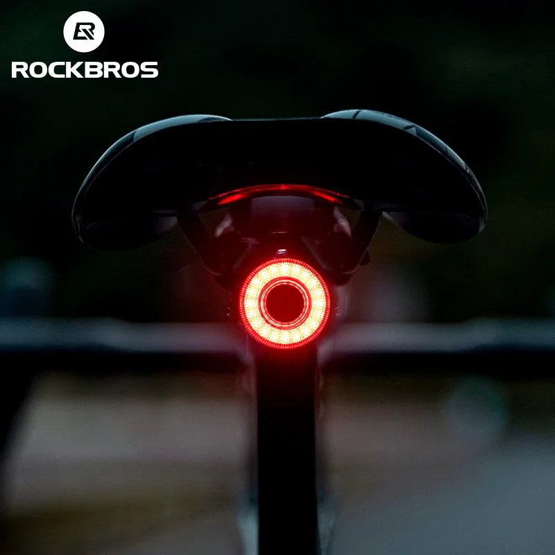 Smart Bike Tail Light Bicycle Rear Lights IPX6 Waterproof Bike Lights for Night Riding with Type C Rechargeable Bicycle Accessories