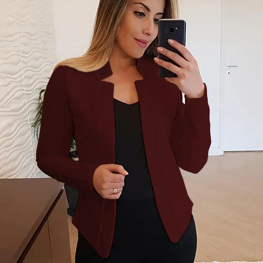 S-3XL UK Plus Size Multi-Colors Women's Clothing New Autumn Winter Spring Blazer Fashion Versatile Long Sleeved Open Collar Casual Suit Jacket Top Blazers Suits