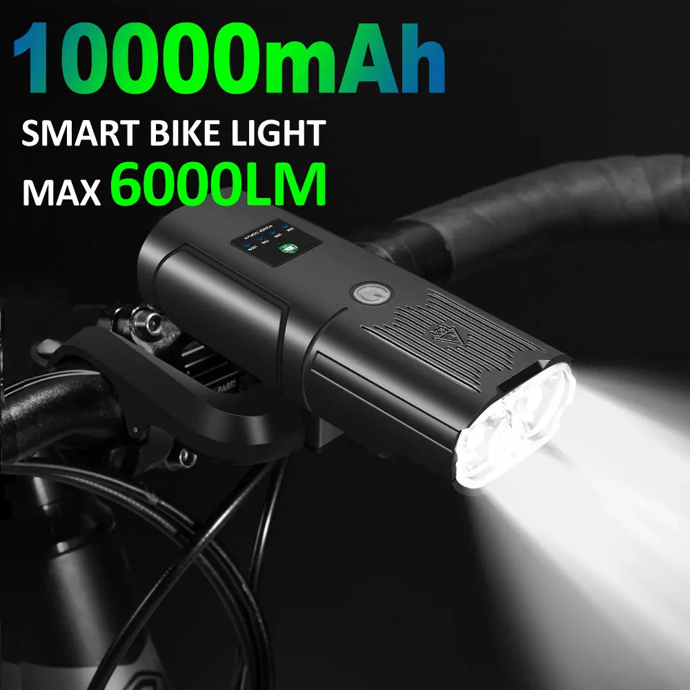 Smart Bicycle Light Front 10000mAh Bike Light 6000Lumen Waterproof  USB Charging MTB Road Cycling Lamp Bike Accessories