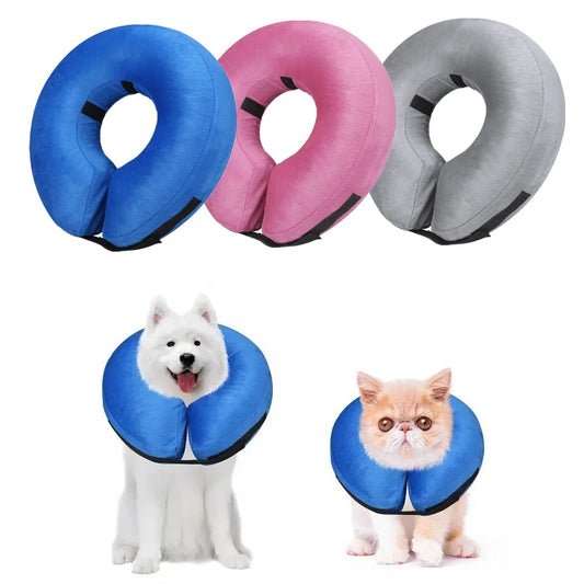 Protective Inflatable Collar for Dogs Cats After Surgery Soft Recovery Collar Not Block Vision Small Medium Large Pet Supplies