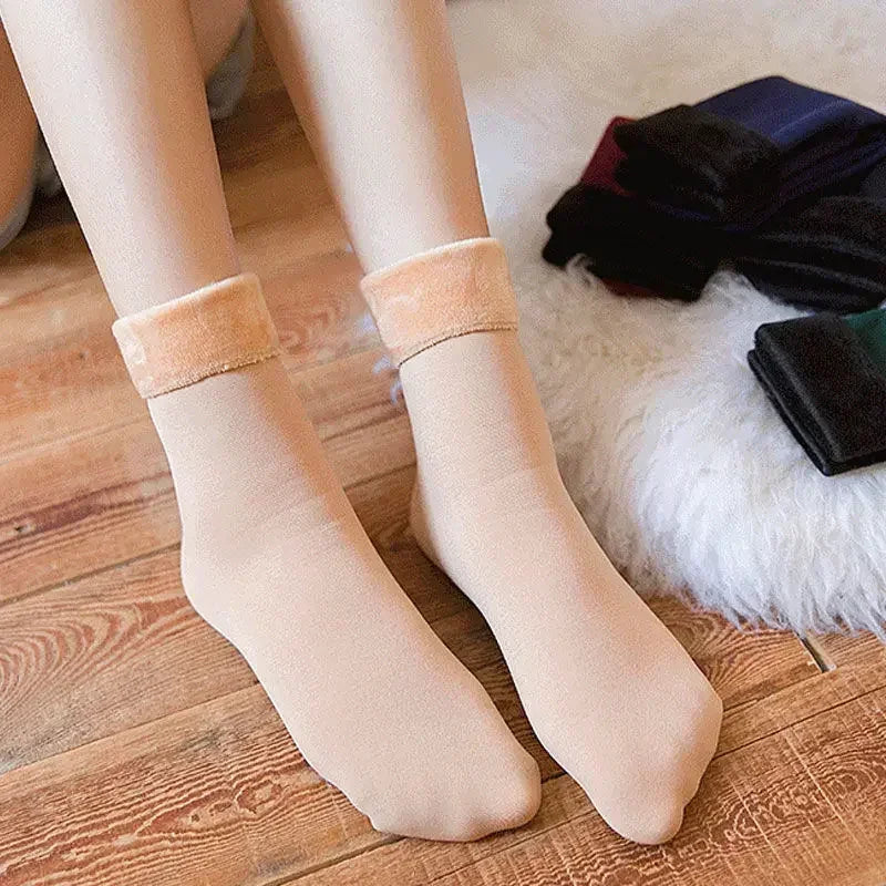 5 Pairs Black Set New Women Winter Thicken Warm Short Socks Thermal Cashmere Wool Socks Nylon Snow Velvet Boots Home Floor Calces